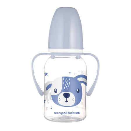 Canpol Babies Biberon cu gat ingust cu manere 120ml Pp Cute Animals 11/823_blu