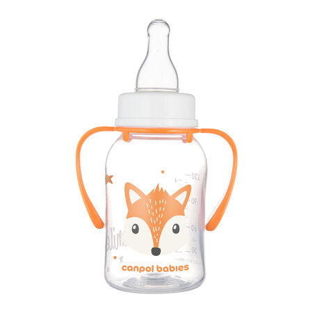 Canpol Babies Biberon cu gat ingust cu manere 120ml Pp Cute Animals 11/823_ora