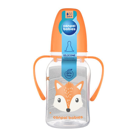Canpol Babies Biberon cu gat ingust cu manere 120ml Pp Cute Animals 11/823_ora