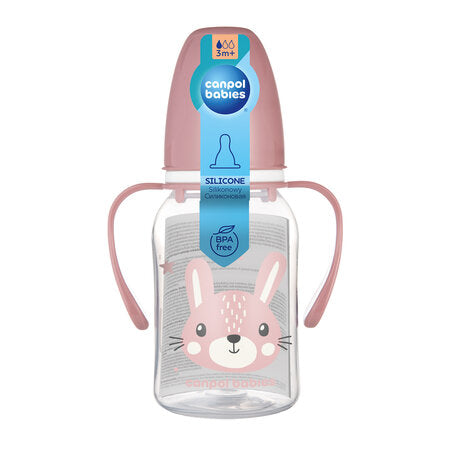 Canpol Babies Biberon cu gat ingust cu manere 120ml Pp Cute Animals 11/823_pin