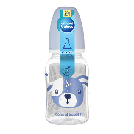 Canpol Babies Biberon Cu Gat Ingust 120ml Pp Cute Animals 11/851_blu