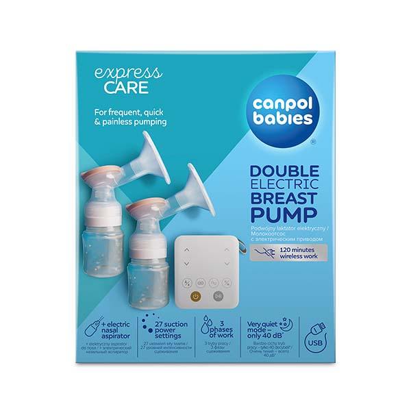 Canpol babies Pompă de san electrică dublă ExpressCare cu aspirator nazal 12/212