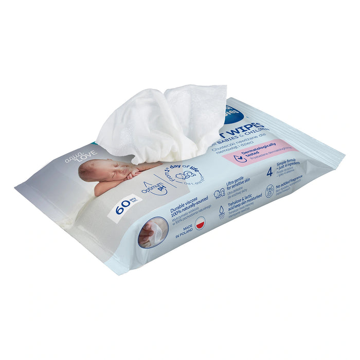 Servetele umede pentru bebelusi si copii, 99% apa, 60buc, 14/200