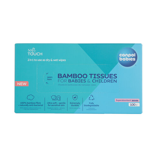 Servetele uscate din bambus pentru bebelusi si copii 100 buc 1/658, Canpol babies