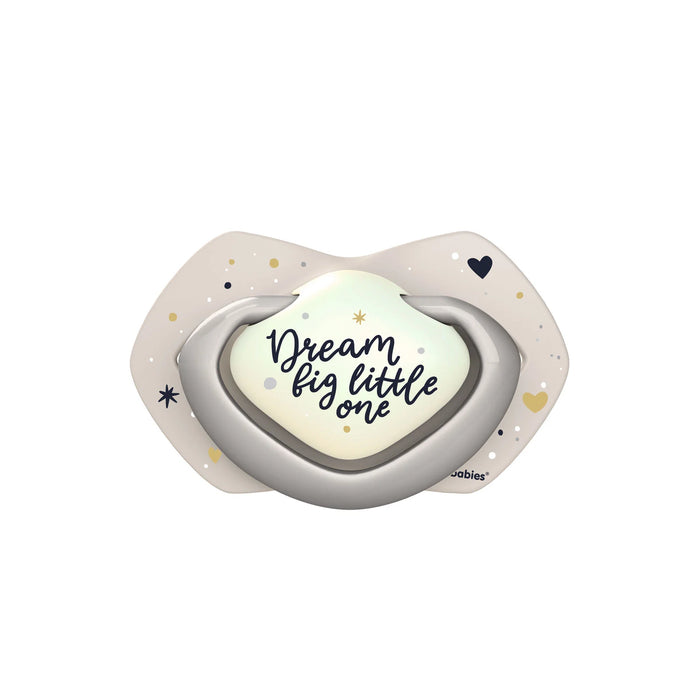 Suzeta Simetrica din Silicon 6-18 Luni, 2 Buc,Fosforescenta Sleepy Koala,22/659_Blu, Canpol babies