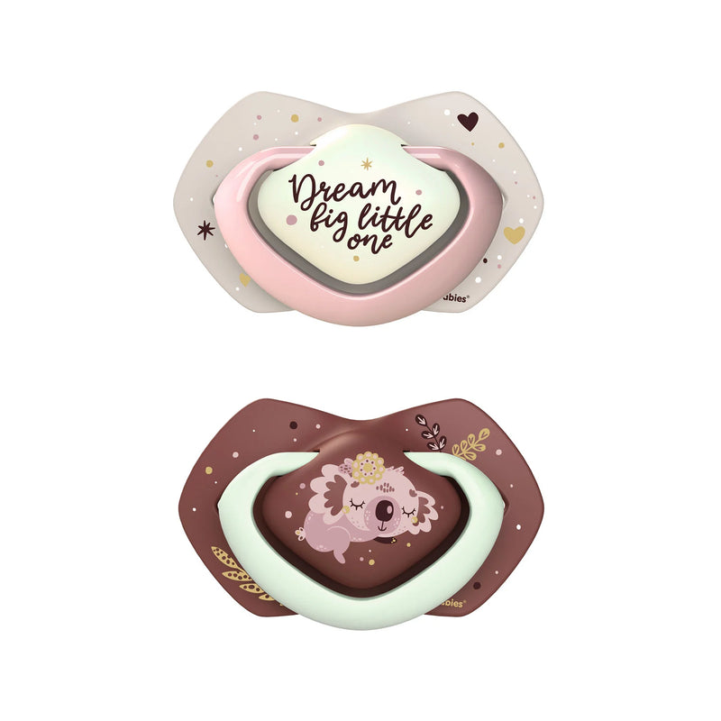 Suzeta Simetrica din Silicon 0-6 Luni, 2 Buc,Fosforescenta Sleepy Koala,22/658_Pin, Canpol babies