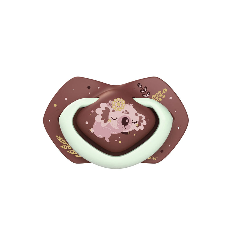 Suzeta Simetrica din Silicon 0-6 Luni, 2 Buc,Fosforescenta Sleepy Koala,22/658_Pin, Canpol babies