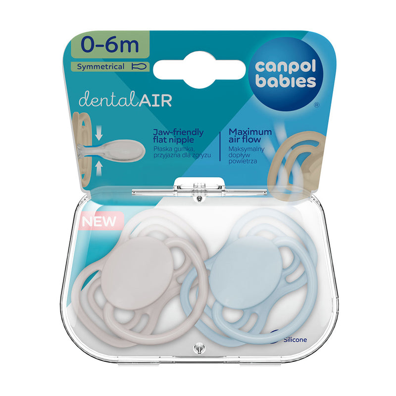 Suzeta simetrica din silicon 0-6m Dental Air Nude, 2 Pcs 23/225_Blu