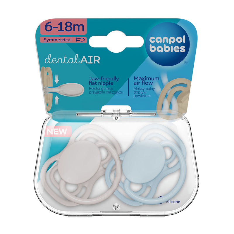Suzeta simetrica din silicon 6-18m Dental Air Nude 2 Pcs 23/226_Blu