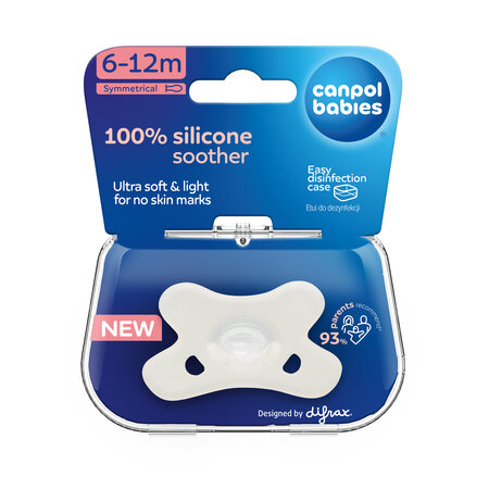 Canpol Babies Suzeta Simetrica 100% Silicon 6-12 luni, 1 buc 24/002_whi