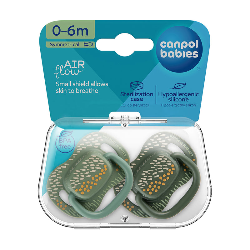 Canpol Babies Suzeta simetrica din silicon 0-6m Mountains 2 Pcs 34/930_Gre