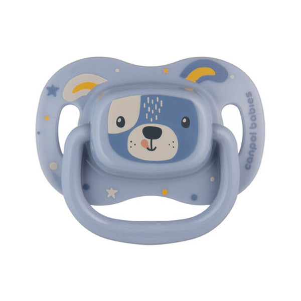 Canpol Babies Suzeta Simetrică Din Silicon 6-18 Luni 1 Buc, Cute Animals blue 34/925_blu