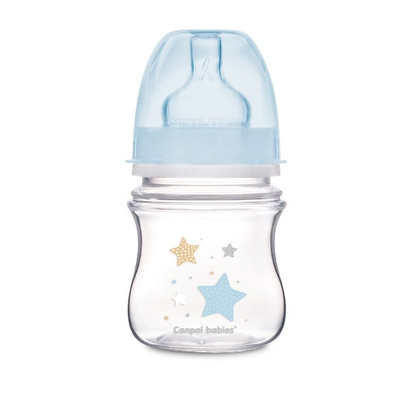 Canpol babies Biberon anticolici cu gât larg 120ml EasyStart-Newborn-stelute albastre 35/216_blu