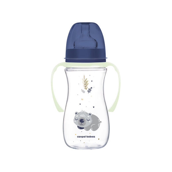 Canpol Babies Biberon Anticolic Gat Larg 300Ml Pp Easy Start Sleepy Koala cu manere fosforescente 35/238_blu