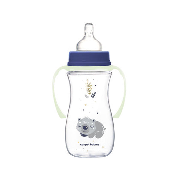 Canpol Babies Biberon Anticolic Gat Larg 300Ml Pp Easy Start Sleepy Koala cu manere fosforescente 35/238_blu