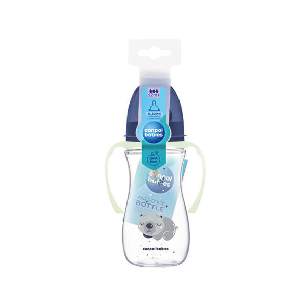 Canpol Babies Biberon Anticolic Gat Larg 300Ml Pp Easy Start Sleepy Koala cu manere fosforescente 35/238_blu