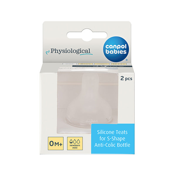 Canpol Babies Tetina fizioligica din silicon S (mini) pentru biberon S-SHAPE 2 buc 59/891