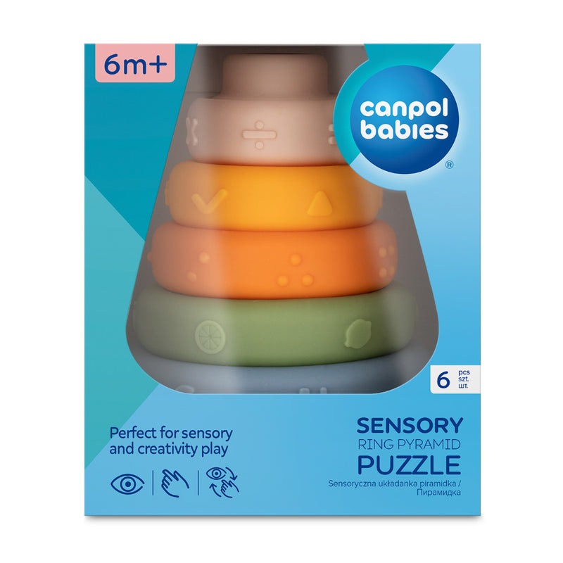Canpol babies Jucarie Senzoriala pentru bebelusi Puzzle piramida cu inele 79/103
