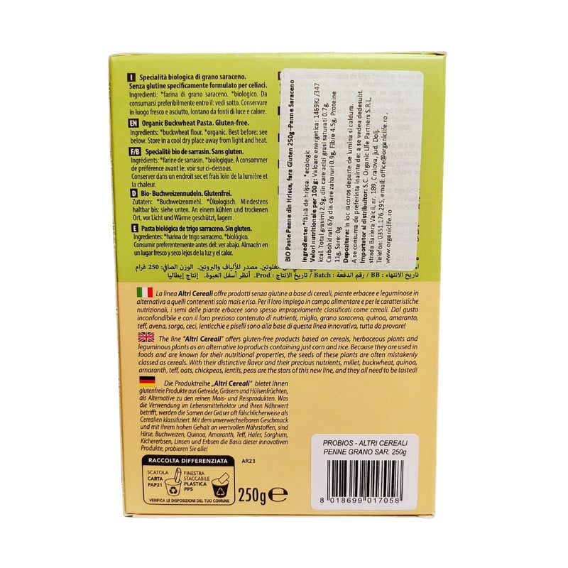 Probios Bio Paste Penne Din Hrisca, Eco, Fara gluten 250G