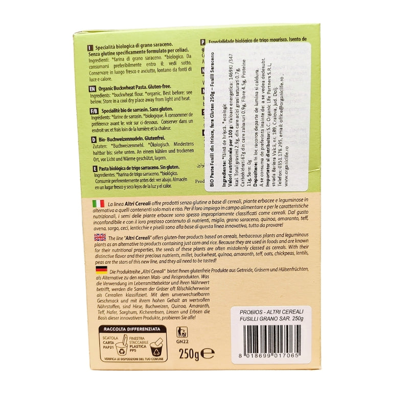 Probios Bio Paste Fusilli Din Hrisca, Eco, Fara gluten 250G