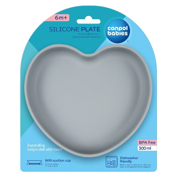 Canpol babies Farfurie din silicon cu ventuză HEART 80/309_blu