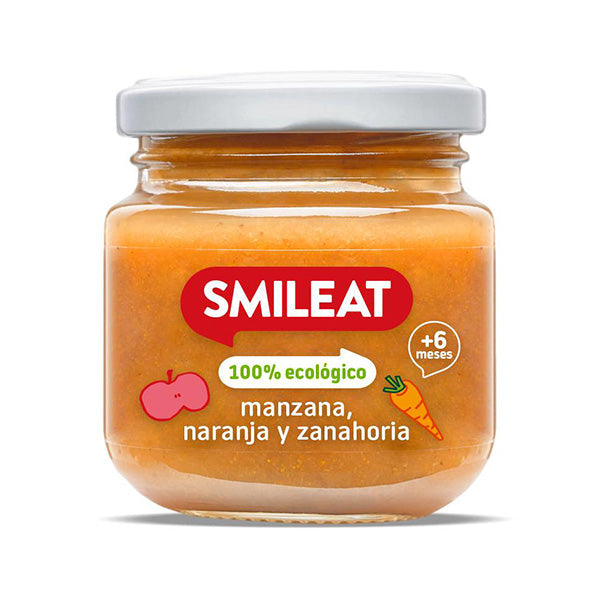 Smileat Piure din mere, portocale si morcov 130g, +6 luni, Eco