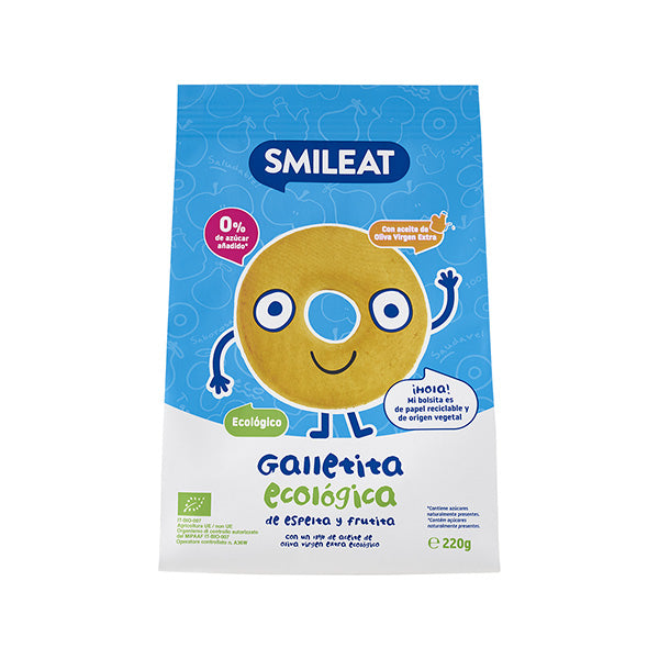 Smileat Biscuiti cerculete din grau spelta si mar, +10 luni, 220g Eco