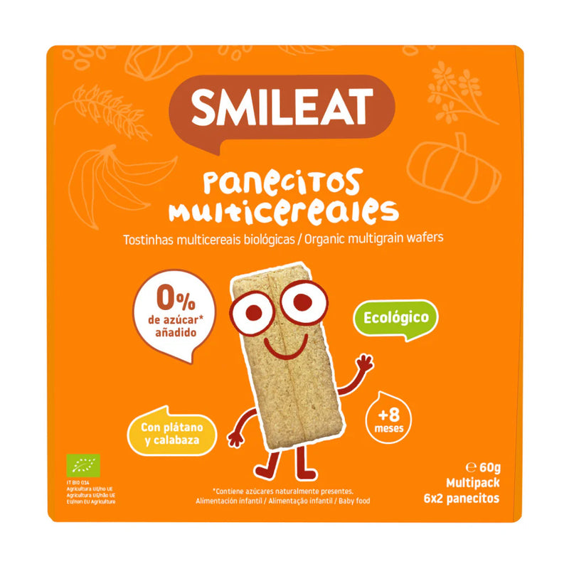 Smileat Crackers multicereale cu banana si dovleac 60g, +8 luni, Eco