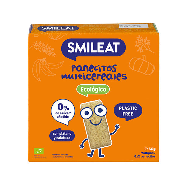 Smileat Crackers multicereale cu banana si dovleac 60g, +6 luni, Eco