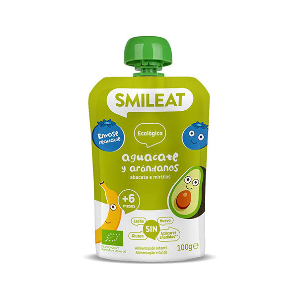 Smileat Gustare Piure din mere, banana, avocado si afine 100g, +6 luni, Eco,