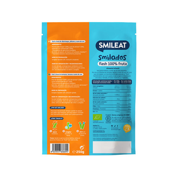 Smileat Inghetata de caise si banane 250g, +6 luni, Eco