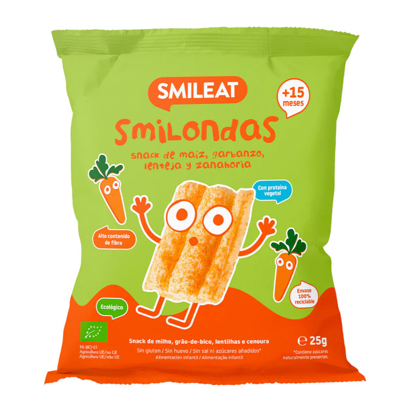 Smileat Crackers Smilondas cu porumb, naut linte si morcov 25g, +15 luni, Eco