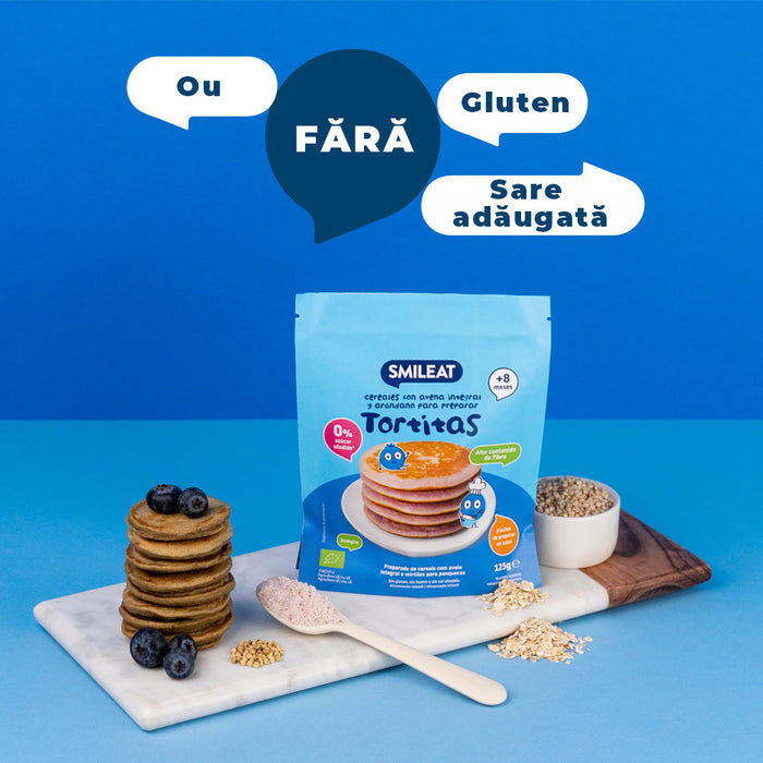 Smileat Cereale cu ovaz integral si afine pentru clatite 125 g +8 luni Eco