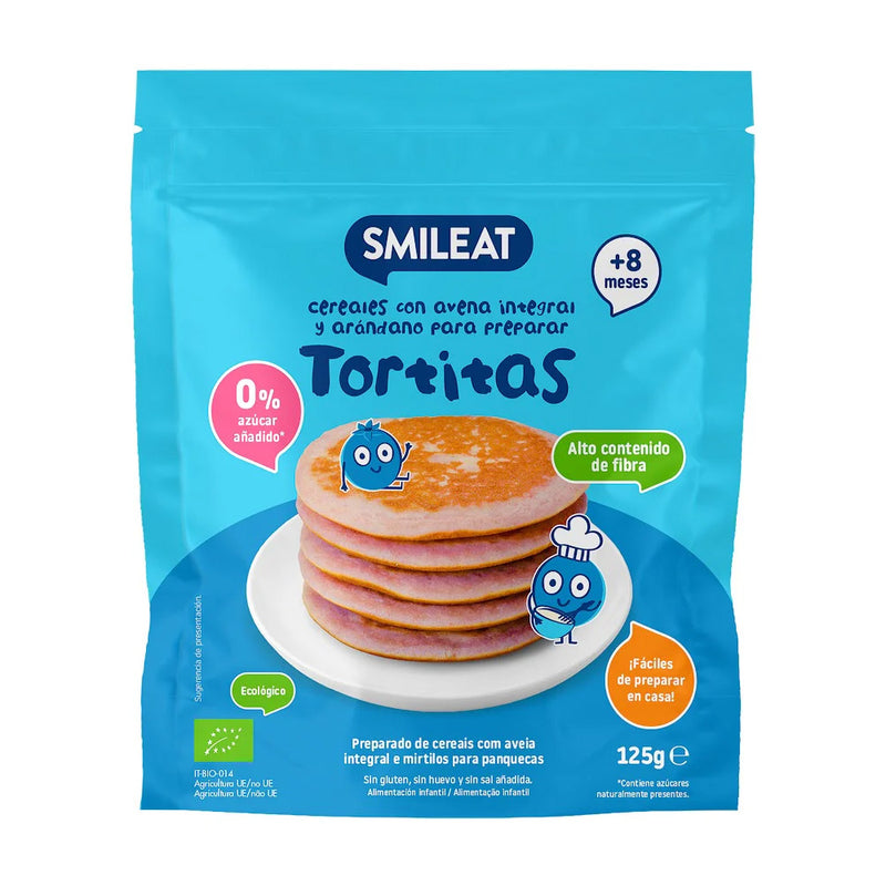Smileat Cereale cu ovaz integral si afine pentru clatite 125 g +8 luni Eco