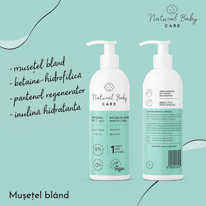 Gel de dus natural pentru bebelusi, 200 ml