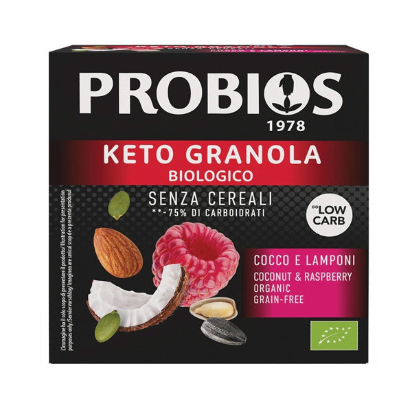 Probios KETO Granola cocos și zmeură 200G, ECO