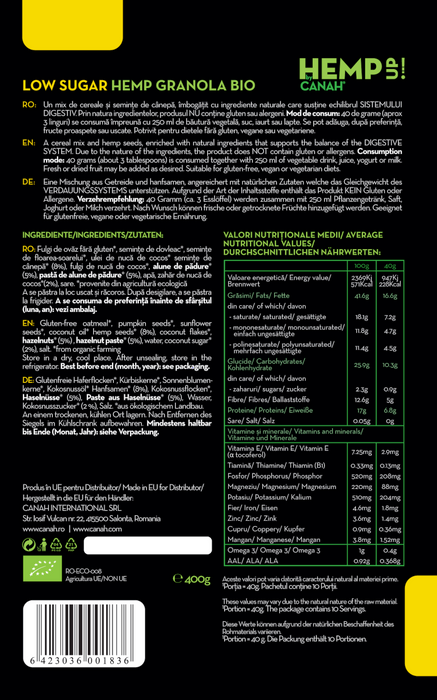 Canah Granola Low Sugar 400G, ECO