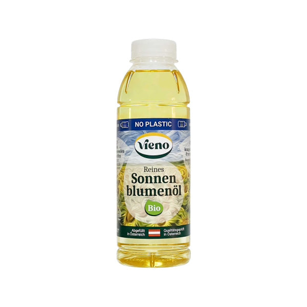 VIENO Ulei Presat la rece de Floarea-Soarelui (Recipient Compostabil din Zahăr) 500ml, Eco