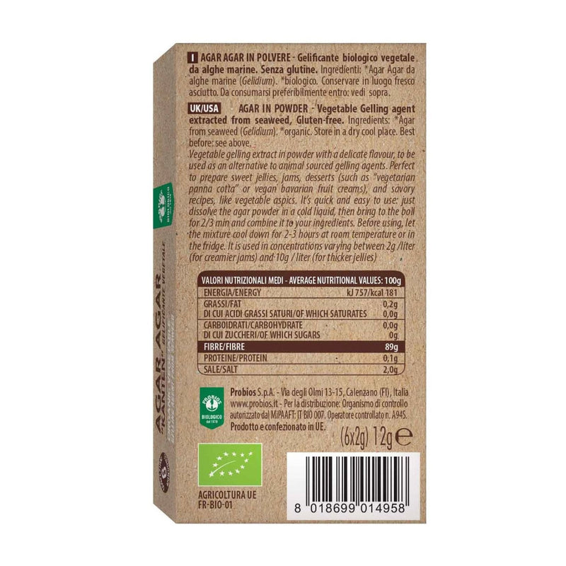 Probios Agar Agar macinat 12g (6x2g), Eco