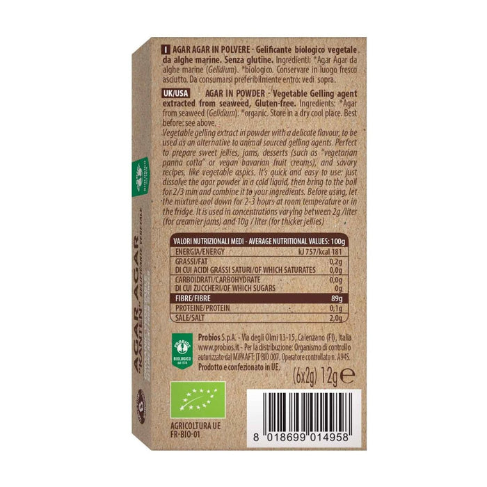 Probios Agar Agar macinat 12g (6x2g), Eco
