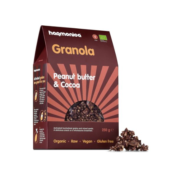 Granola cu unt de arahide Si cacao, fără gluten 250G, ECO