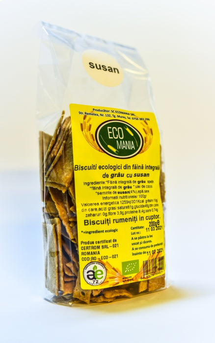 Ecomania Bio Biscuiti Integrali Cu Seminte de Susan 200G