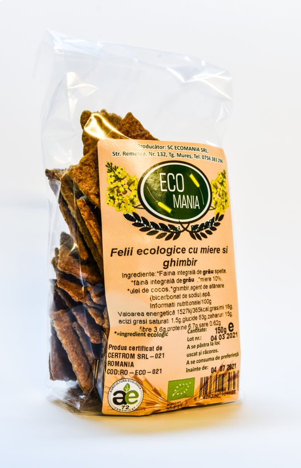 Ecomania Bio Felii Cu Miere Si Ghimbir 150G