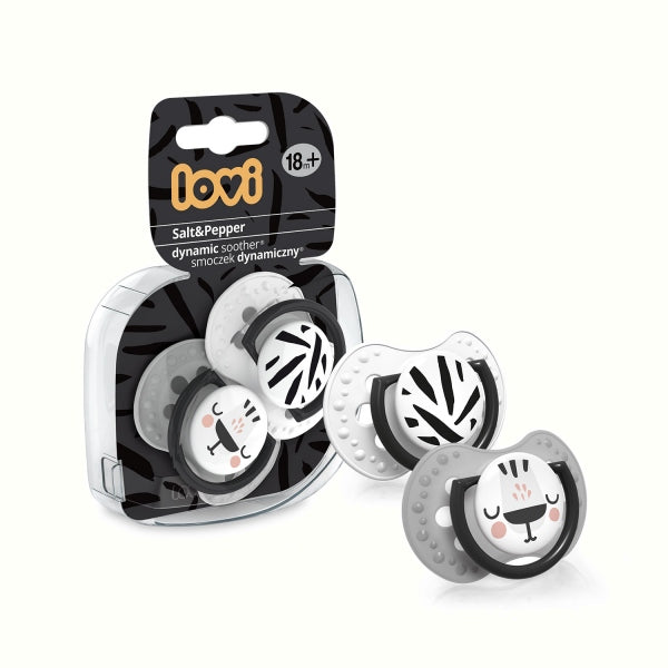 Lovi Suzeta Silicon Dynamic 18+ M 2 Pcs Salt&Pepper - 22/880