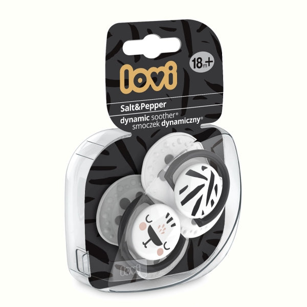 Lovi Suzeta Silicon Dynamic 18+ M 2 Pcs Salt&Pepper - 22/880