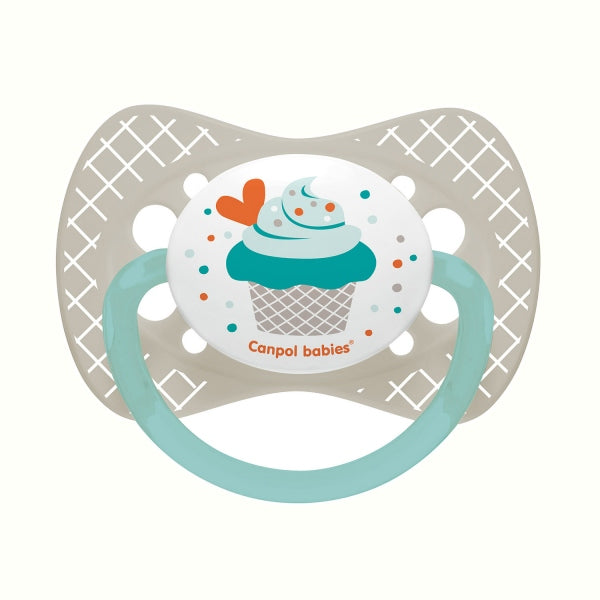 Canpol Babies Suzeta Simetrica Din Silicon 2 Buc 6-18 Luni Wild Nature+Cupcake_Gri - 23/955_Grey