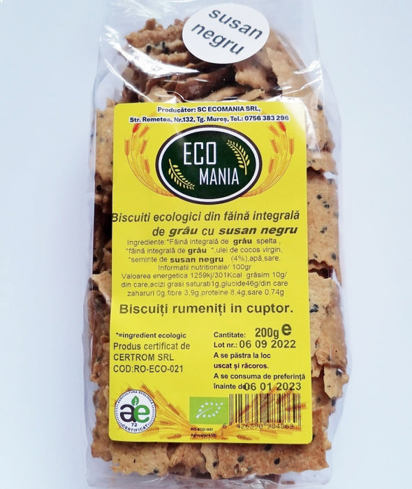 Ecomania Bio Biscuiti Integrali Cu Seminte de Susan Negru 200G